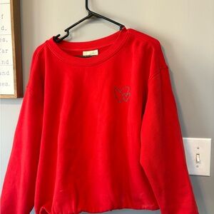 Red Heart Embroidered women’s Sweatshirt cropped